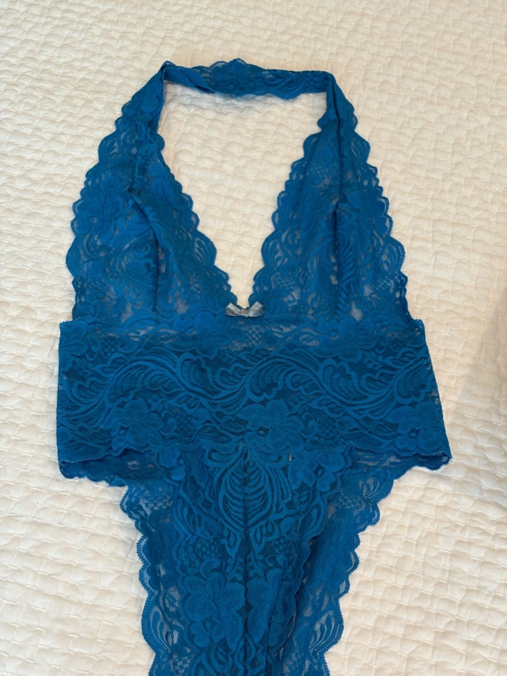 Frederick's of Hollywood Blue Lace Halter Bodysuit